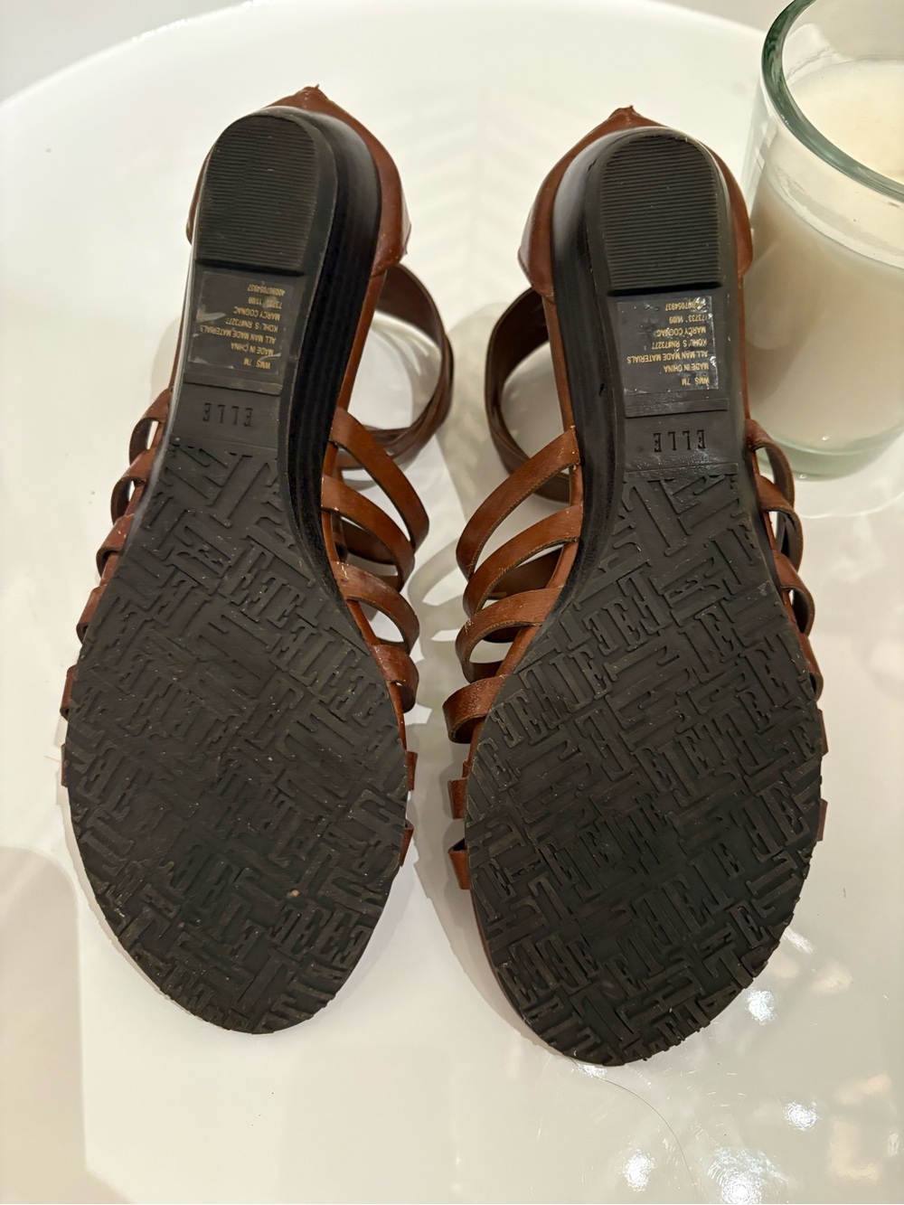 Elle Brown Strappy Gladiator Sandals - Picture 6 of 9